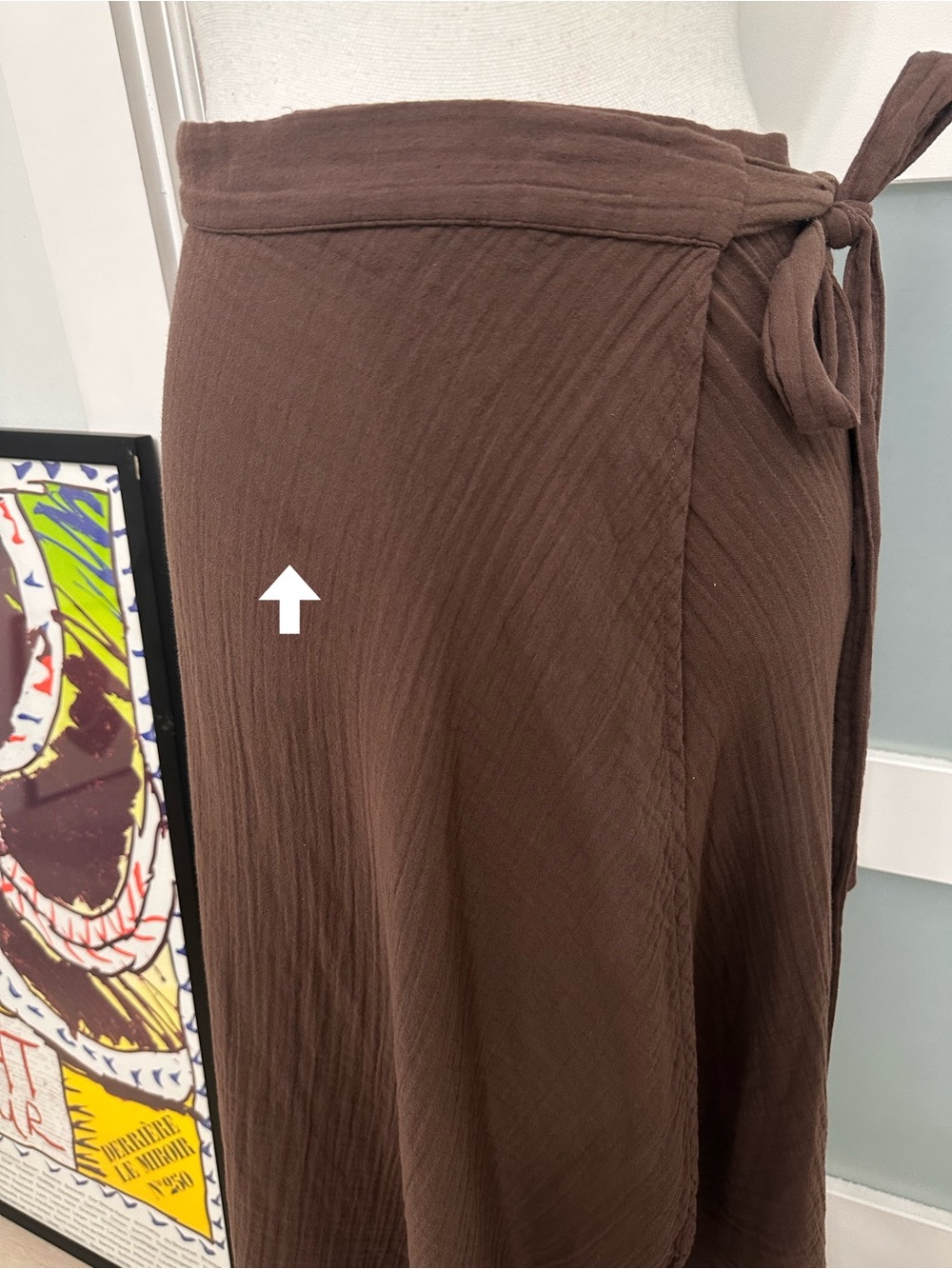 9 Seed Brown Ventura Wrap Midi Skirt SZ Petite Small Casual Tie Waist Resort NWT - Picture 5 of 7